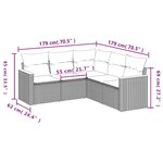 vidaXL Salon de jardin avec coussins 5 Pièces beige résine tressée