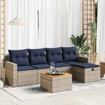 vidaXL Salon de jardin 6 Pièces avec coussins gris résine tressée