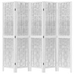 vidaXL Cloison de séparation 5 panneaux blanc bois de paulownia massif