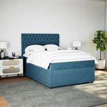 vidaXL Sommier à lattes de lit et matelas Bleu foncé 160x200cm Velours