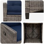 vidaXL Chaise de jardin 2 Pièces gris et bleu marine 56 x 60 x 112 cm