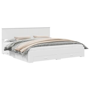 vidaXL Cadre de lit avec tiroir Blanc 200 x 200 cm Bois d'ingénierie
