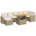 vidaXL Salon de jardin avec coussins 8 Pièces beige résine tressée