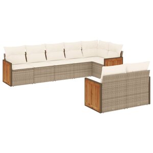 vidaXL Salon de jardin avec coussins 8 Pièces beige résine tressée