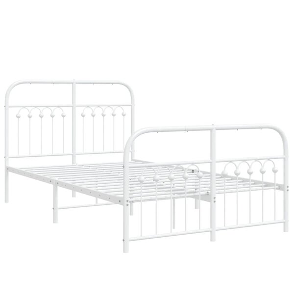 vidaXL Cadre de lit métal avec tête de lit/pied de lit blanc 120x190cm