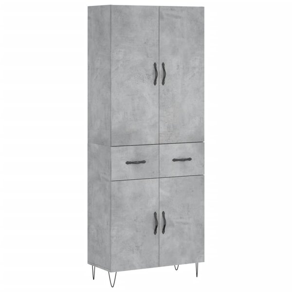 vidaXL Buffet haut Gris béton 69 5x34x180 cm Bois d'ingénierie