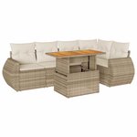 vidaXL Salon de jardin avec coussins 6 Pièces beige résine tressée