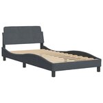 vidaXL Cadre de lit Dover gris foncé 100x190 cm velours