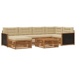 vidaXL Ensemble de canapés d'extérieur 7 pc Naturel et Beige