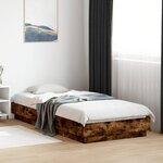 vidaXL Cadre de lit avec lumières LED chêne fumé 90x200 cm