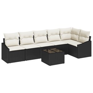 vidaXL Ensemble de canapé de jardin 6 pièces avec coussins Marron Poly Rotin
