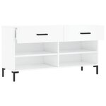 vidaXL Banc à chaussures blanc brillant 102x35x55 cm bois d'ingénierie