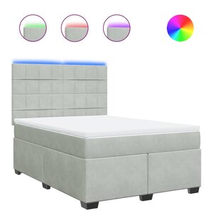vidaXL Sommier à lattes de lit et matelas Gris clair 140x200cm Velours