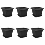 vidaXL Pots de plantes 6 Pièces Noir 33 x 33 x 26 cm Plastique