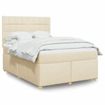 vidaXL Sommier à lattes de lit avec matelas Crème 160x200 cm Tissu