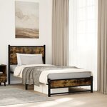 vidaXL Cadre de lit en métal sans matelas chêne fumé 90x190 cm