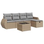 vidaXL Salon de jardin avec coussins 6 Pièces beige résine tressée