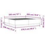 vidaXL Cadre de lit avec lumières LED chêne fumé 180x200 cm