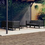 vidaXL Salon de jardin 7 Pièces avec coussins anthracite Bois de pin