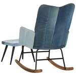 vidaXL Chaise à bascule avec repose-pied Denim Bleu Toile patchwork