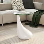 vidaXL Table basse avec dessus de table en verre rond Blanc brillant