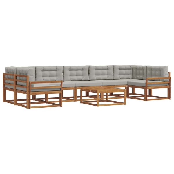 vidaXL Ensemble de canapés d'extérieur 8 Pièces Gris Naturel et Clair