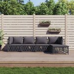 vidaXL Salon de jardin avec coussins 5 Pièces anthracite acier