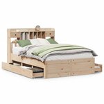 vidaXL Lit bibliothèque sans matelas 150x200 cm bois massif de pin