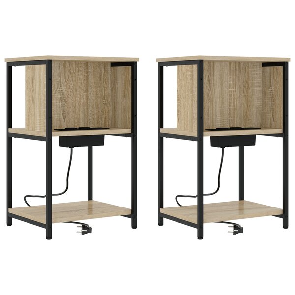 vidaXL Cabinet de chevet 2 Pièces Chêne sonoma 38 x 31 x 61 cm