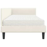 vidaXL Cadre de lit d'angle avec matelas Autre 2 Pièces Crème Velours