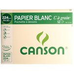 Pochette de 12 feuilles de Papier à dessin C A GRAIN 224g 24x32cm Canson