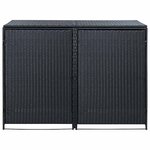 vidaXL Abris pour poubelle double Résine tressée Noir 148x80x111 cm