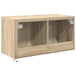 vidaXL Meuble TV mural avec lumières LED chêne sonoma 80x35x41 cm