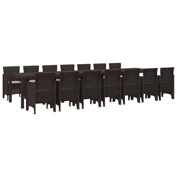 vidaXL Ensemble de salle à manger pour jardin 15 Pièces Marron