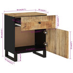 vidaXL Table de chevet 50x33x60 cm Bois de manguier et d'ingénierie