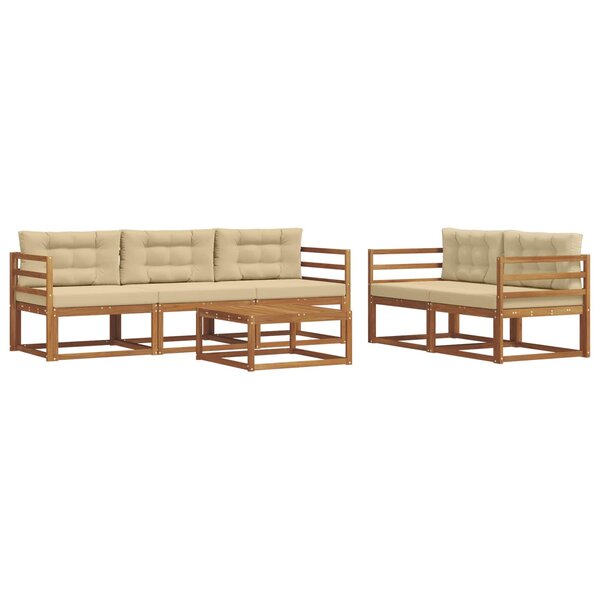 vidaXL Ensemble de canapés d'extérieur 6 Pièces Naturel et Beige