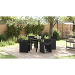vidaXL Ensemble de salle à manger pour jardin 5 Pièces Noir Poly rotin