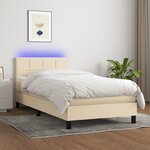 vidaXL Sommier à lattes de lit avec matelas LED Crème 80x200 cm Tissu