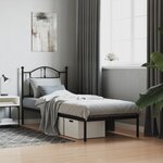 vidaXL Cadre de lit métal avec tête de lit noir 90x200 cm