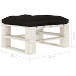 vidaXL Repose-pied palette de jardin avec coussin noir Bois
