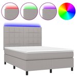 vidaXL Sommier à lattes de lit et matelas et LED Gris clair 140x190 cm