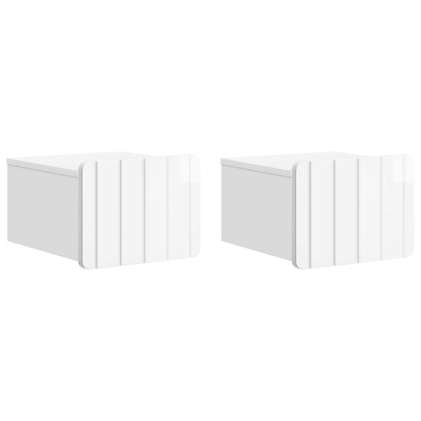 vidaXL Cabinet de chevet mural 2 Pièces Blanc brillant 33 x 34 5 x 24 cm