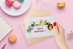 Carte à planter anniversaire animaux de la savane