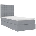 vidaXL Lit de rangement LED avec matelas Gris clair 90 x 190 cm Tissu