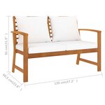 vidaXL Banc de jardin avec coussin crème 120 cm Bois solide d'acacia