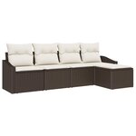 vidaXL Ensemble de canapé de jardin 5 Pièces Marron Poly rotin