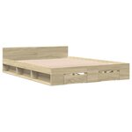 vidaXL Cadre de lit avec tiroirs sans matelas chêne sonoma 135x190 cm