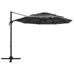 vidaXL Parasol à 4 niveaux avec mât en aluminium Anthracite 3x3 m