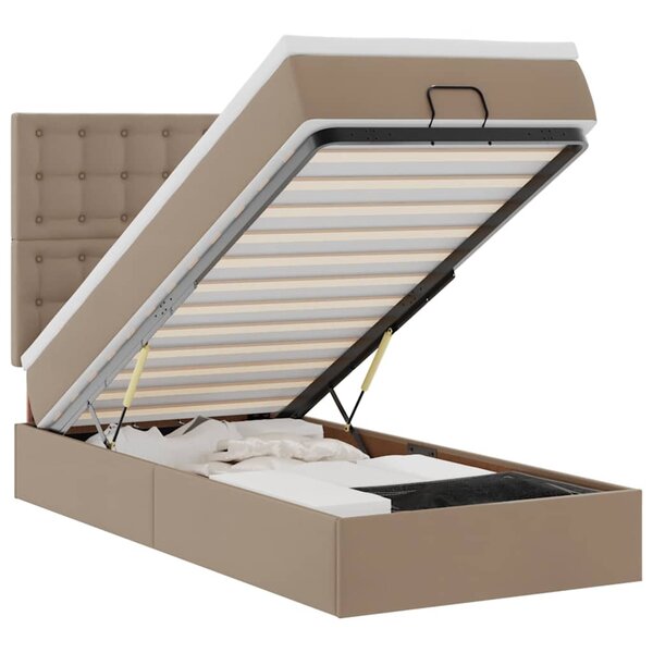 VidaXL Lit ottoman et matelas cappuccino 100x200cm similicuir