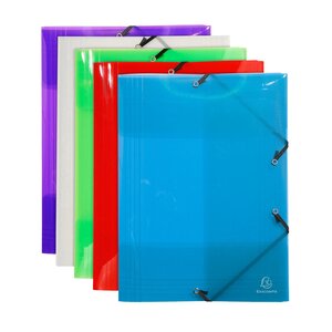 Chemise À Élastique 3 Rabats Polypropylène 7/10e Crystal Colours - A3 - Couleurs Assorties - X 10 - Exacompta